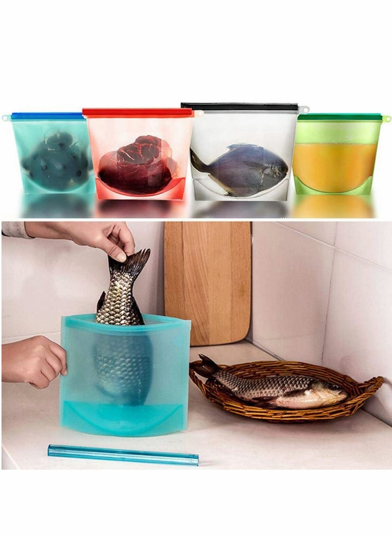 NIBEMINENT 4 Pack Reusable Silicone Food Storage Bags Size 1000ML Freezer & Dishwasher Safe kitchen Organization Bag, Leak-proof Stand-up Eco-Friendly - Image 2