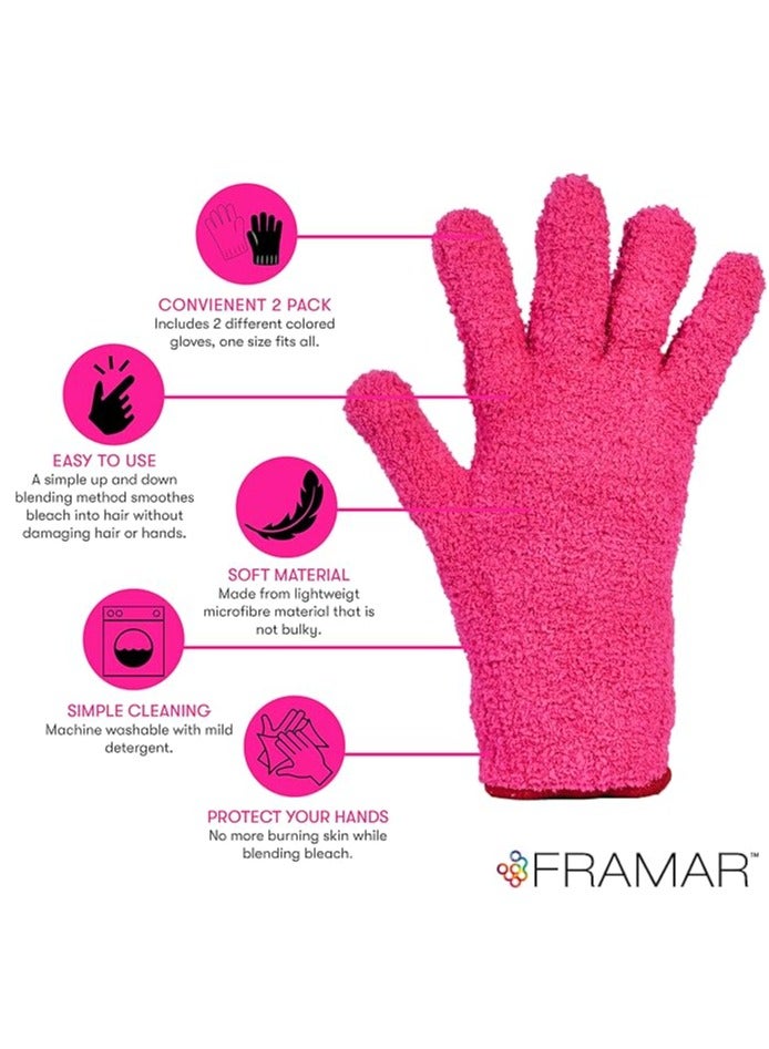 framar FRAMAR Bleach Blender Microfiber Gloves – Hair Dye Gloves, Pink Gloves For Hair Salon Supplies, Fuzzy Gloves, Reusable Gloves For Cleaning, Microfiber Mitt For Hairstylist Supplies, Hair Color Gloves - Image 2