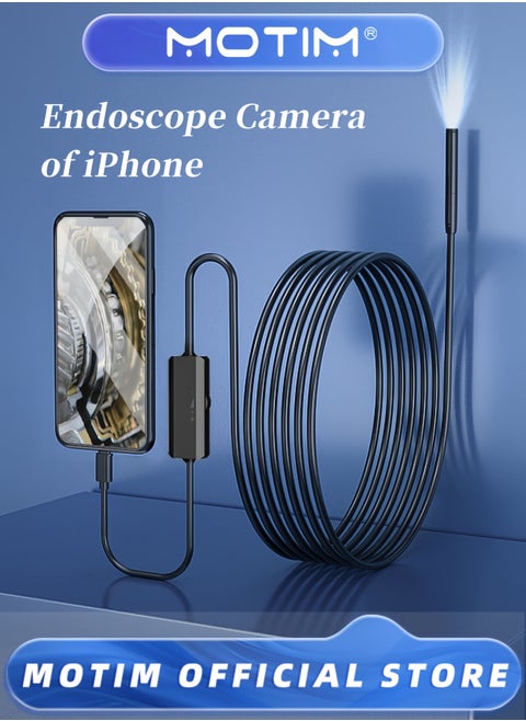 iPhone Endoscope Camera HD 8mm Probe for Industrial Sewer & Car Detection
