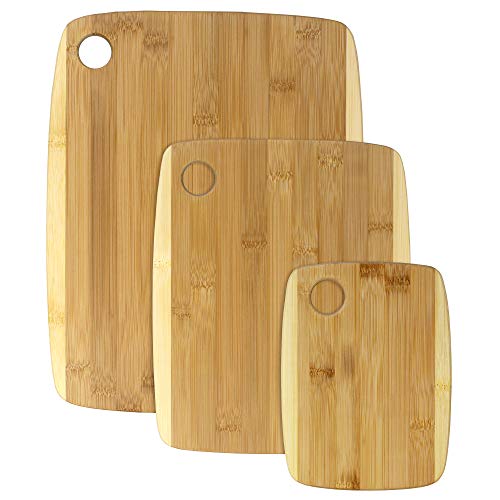 Totally Bamboo 3-Piece Two-Tone Bamboo Cutting Board Set – Reversible Kitchen Boards for Chopping & Serving Cheese, Meat, Vegetables & More - Image 1