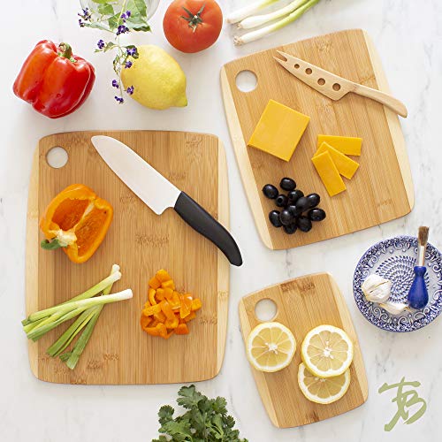 Totally Bamboo 3-Piece Two-Tone Bamboo Cutting Board Set – Reversible Kitchen Boards for Chopping & Serving Cheese, Meat, Vegetables & More - Image 2