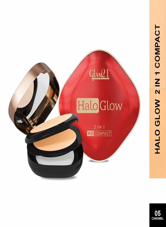 جلام 21 بودرة جلام 21 هالو جلو المضغوطة عالية الدقة 2 في 1 | لونان مطفيان | لمسة نهائية مخملية مطفية ولمعان ناعم | تحكم في الزيوت، تفتيح وإشراقة | غنية بفيتامين E | 18 جم، كراميل - Image 2