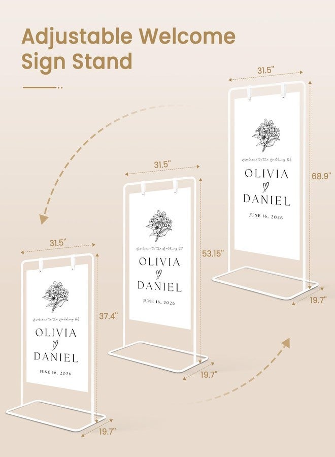 Victawks Wedding Welcome Sign Stand, Welcome to our Wedding Sign Holder, White Easel Stand for Sign Poster With Design Bundle & Ground Stakes & Leather Sign Hanging Straps, Linen Sign Stand for Wedding Decor - Image 3