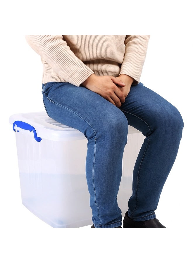 هيواري مجموعة صناديق تخزين بلاستيكية شفافة من هايوير، سعة ٢٠٠ لتر، قطعتان، بأغطية قابلة للقفل | حاويات تنظيم شفافة للملابس، والألعاب، والأدوات، والحرف اليدوية | حلول تخزين قابلة للتكديس بمقابض (٢ × ٢٠٠ لتر) - Image 4