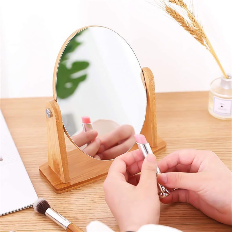 1pc Rotatable Vanity Mirror Desktop Cosmetic Mirror Round Shape Makeup Mirror - Image 3