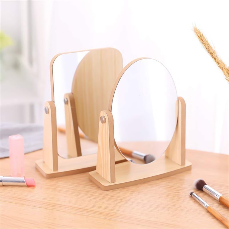 1pc Rotatable Vanity Mirror Desktop Cosmetic Mirror Round Shape Makeup Mirror - Image 4