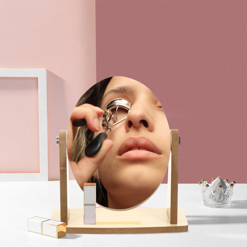 1pc Rotatable Vanity Mirror Desktop Cosmetic Mirror Round Shape Makeup Mirror - Image 1