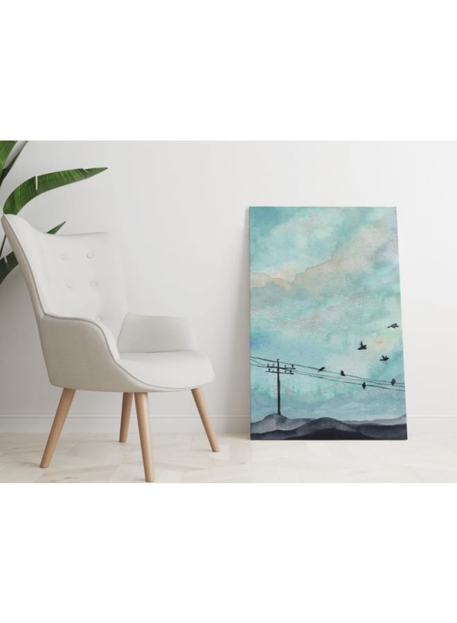 هوم جاليري لوحة فنية جدارية مطبوعة على قماش لطيور الشاطئ في السماء، مقاس 120×80 - Image 4