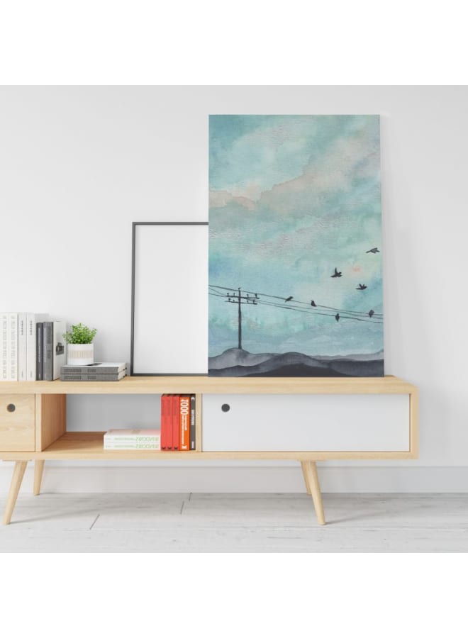 هوم جاليري لوحة فنية جدارية مطبوعة على قماش لطيور الشاطئ في السماء، مقاس 120×80 - Image 2