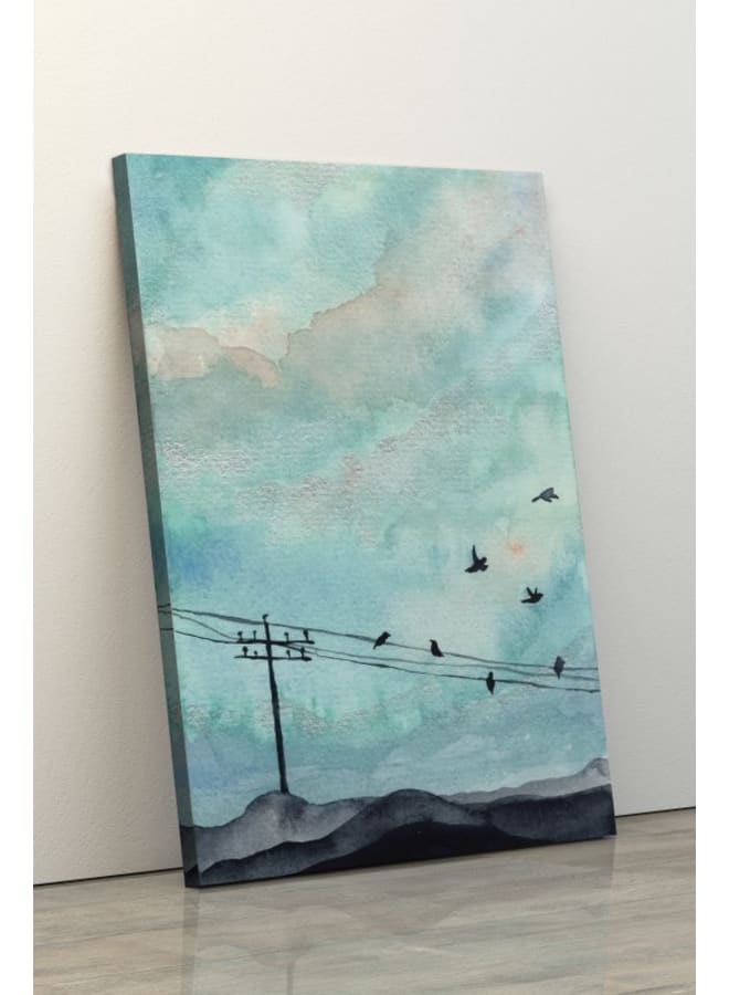 هوم جاليري لوحة فنية جدارية مطبوعة على قماش لطيور الشاطئ في السماء، مقاس 120×80 - Image 3