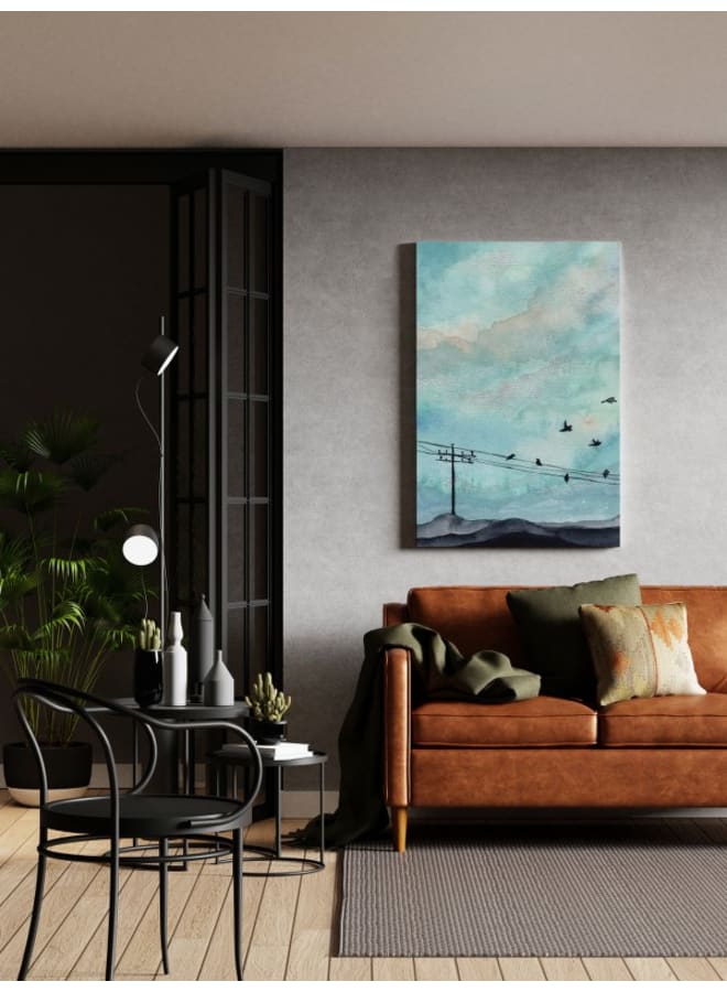 هوم جاليري لوحة فنية جدارية مطبوعة على قماش لطيور الشاطئ في السماء، مقاس 120×80 - Image 5