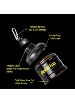 Aikanbo Triple Protein Powder Storage Funnel  Travel Protein Powder Container To Go with Carabiner & Reinforced Caps to Stop Spills - Protein & Pre Workout Powder Supplement Funnel for Bottles & Shakers  - Image 2