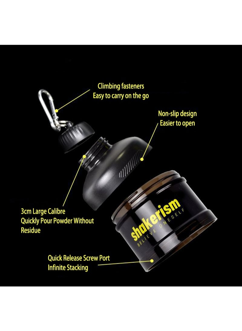 Aikanbo - Triple Protein Powder Storage Funnel  Travel Protein Powder Container To Go with Carabiner & Reinforced Caps to Stop Spills - Protein & Pre Workout Powder Supplement Funnel for Bottles & Shakers - Image 1