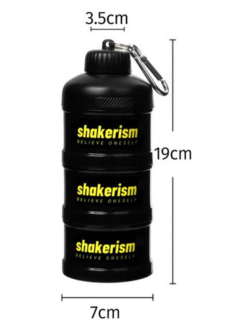 Aikanbo - Triple Protein Powder Storage Funnel  Travel Protein Powder Container To Go with Carabiner & Reinforced Caps to Stop Spills - Protein & Pre Workout Powder Supplement Funnel for Bottles & Shakers - Image 1