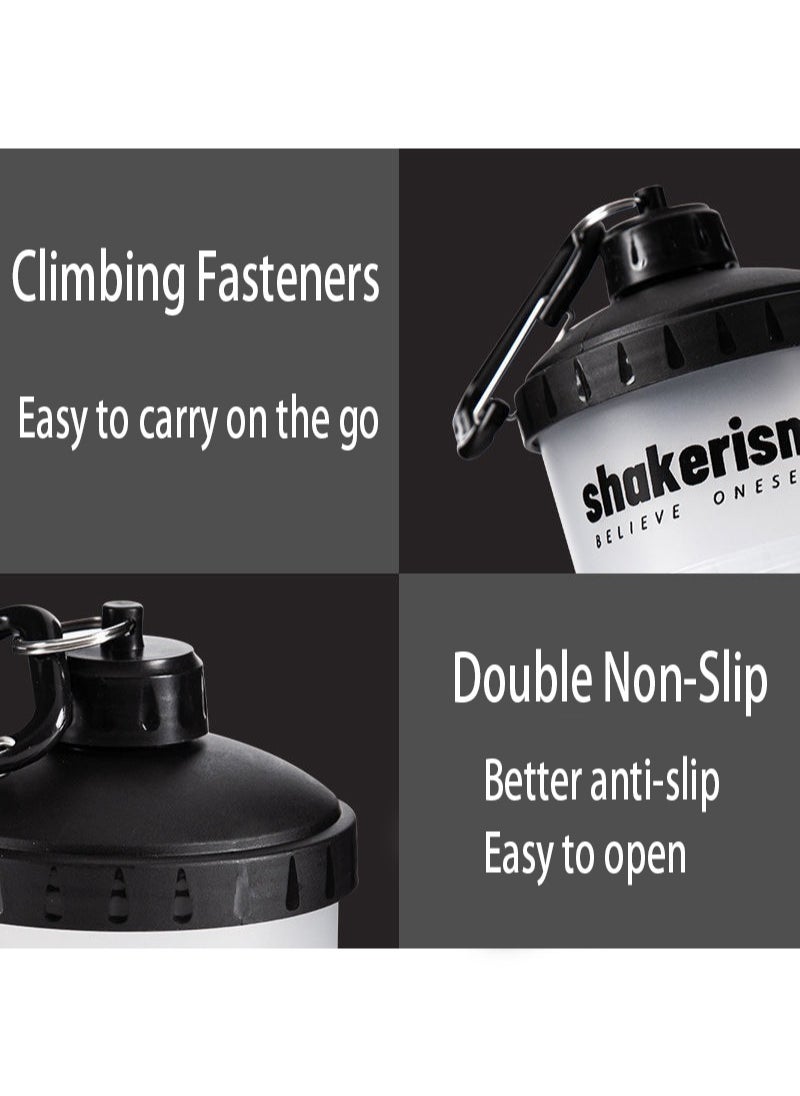 Aikanbo - Triple Protein Powder Storage Funnel  Travel Protein Powder Container To Go with Carabiner & Reinforced Caps to Stop Spills - Protein & Pre Workout Powder Supplement Funnel for Bottles & Shakers - Image 1
