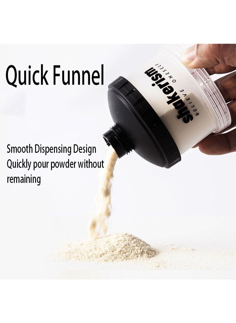 Aikanbo - Triple Protein Powder Storage Funnel  Travel Protein Powder Container To Go with Carabiner & Reinforced Caps to Stop Spills - Protein & Pre Workout Powder Supplement Funnel for Bottles & Shakers - Image 1