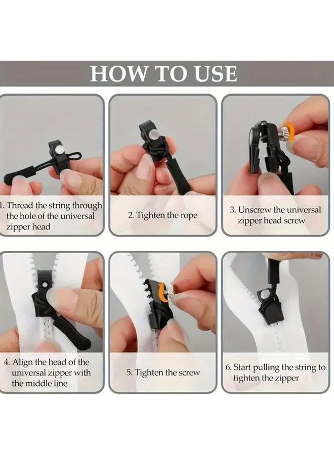 18 قطعة من طقم إصلاح السحاب، تركيب سريع لمقابض السحاب، مقابض سحاب قابلة للفصل والاستبدال، منزلقات سحاب بلاستيكية قابلة للتبديل، 6 مقاسات صغيرة و6 متوسطة و6 كبيرة للملابس والأمتعة وحقائب الظهر، مستلزمات الخياطة. - Image 5