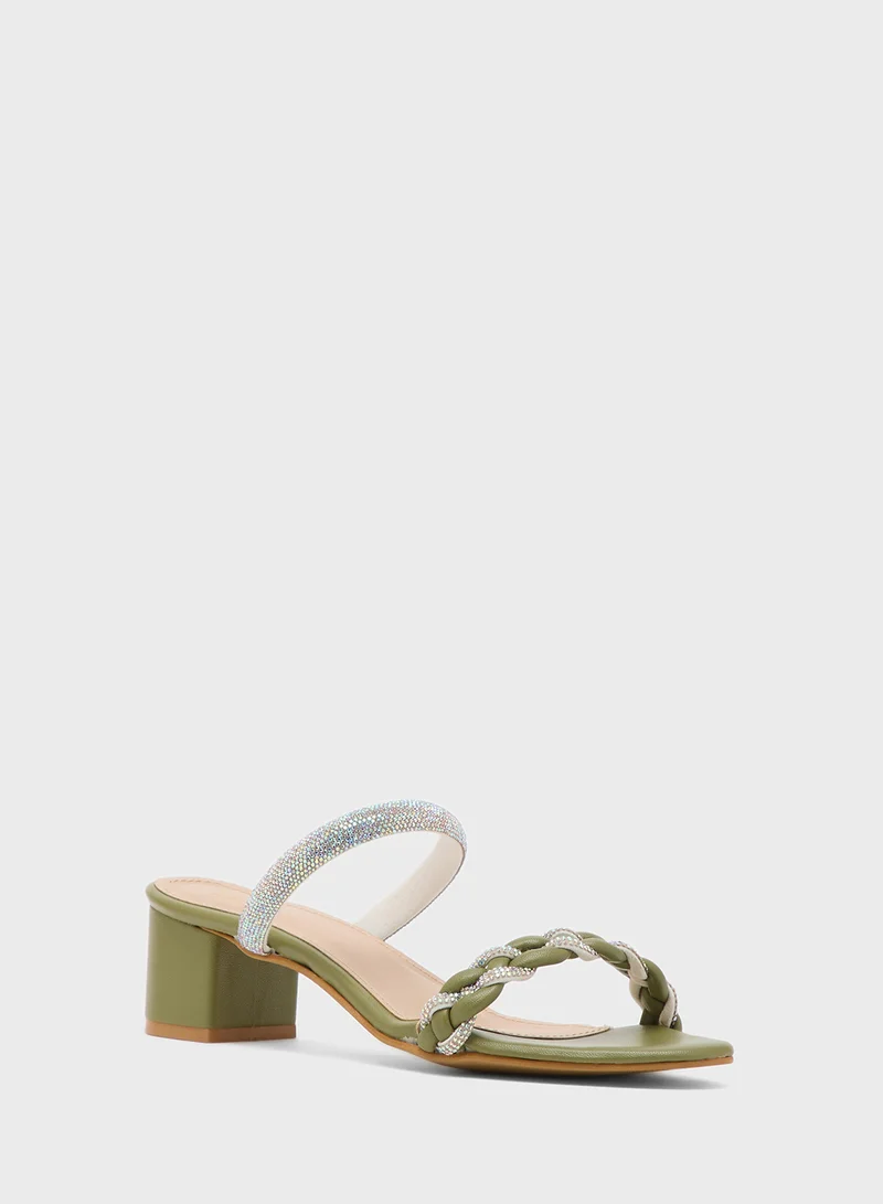 Pink Step Diamante Heeled Sandal