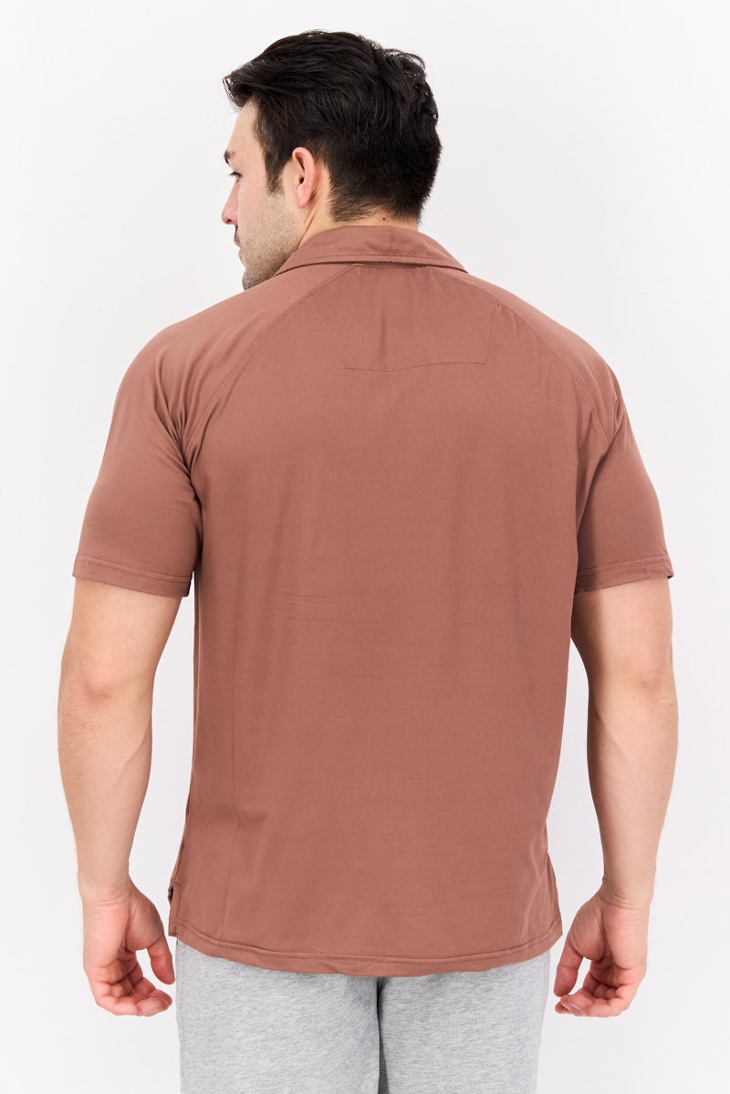 Legend Men Sportswear Fit Short Sleeve Polo Golf Shirts, Brown - Image 3