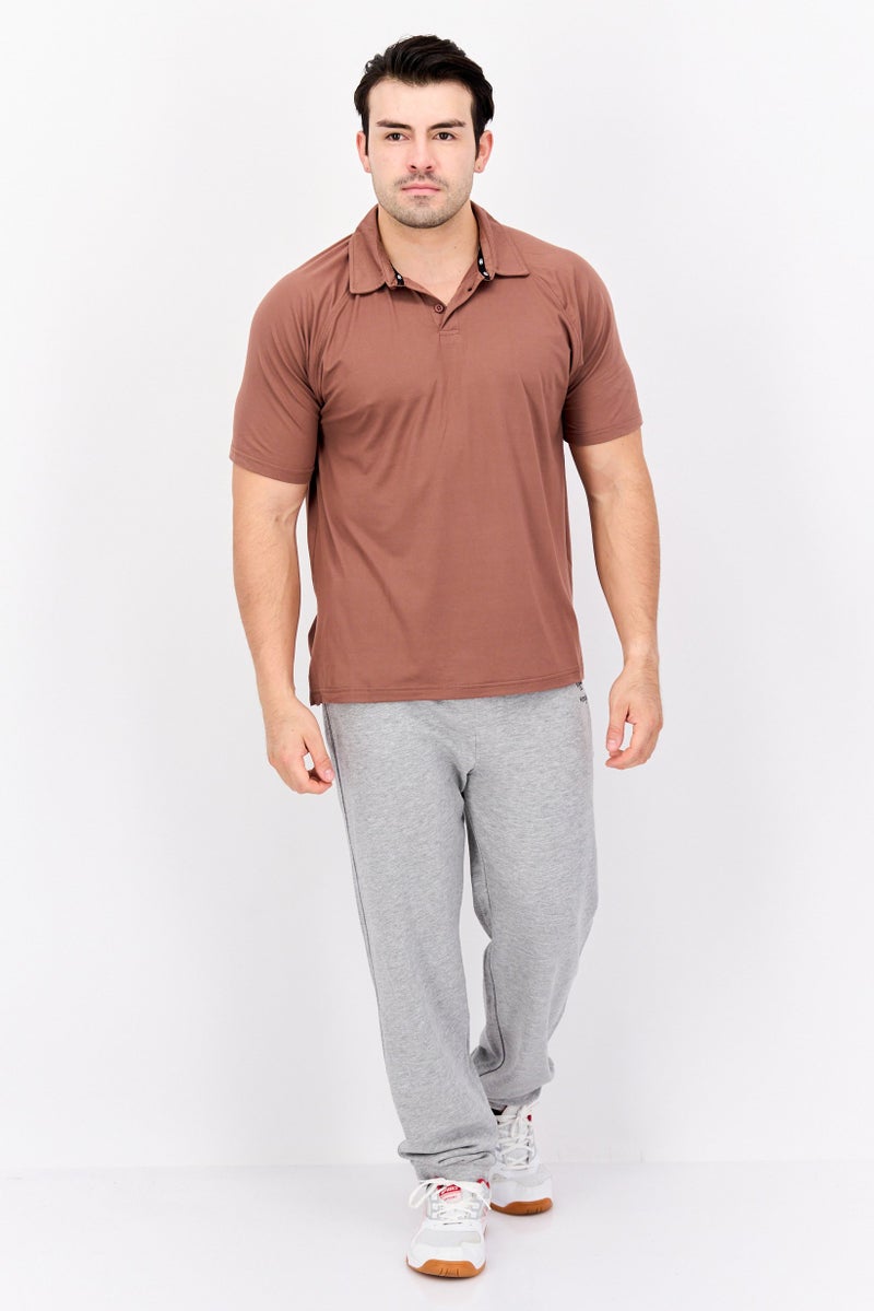 Legend Men Sportswear Fit Short Sleeve Polo Golf Shirts, Brown - Image 4