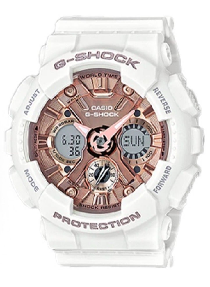 كاسيو CASIO G-SHOCK مقاوم للماء 200 متر، بقلم كوارتزي، حزام من الراتنج، ساعة كورية-يابانية، ساعة للنساء، وجه أبيض - Image 1