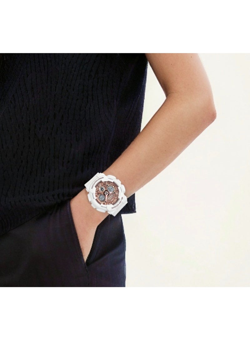 كاسيو CASIO G-SHOCK مقاوم للماء 200 متر، بقلم كوارتزي، حزام من الراتنج، ساعة كورية-يابانية، ساعة للنساء، وجه أبيض - Image 3