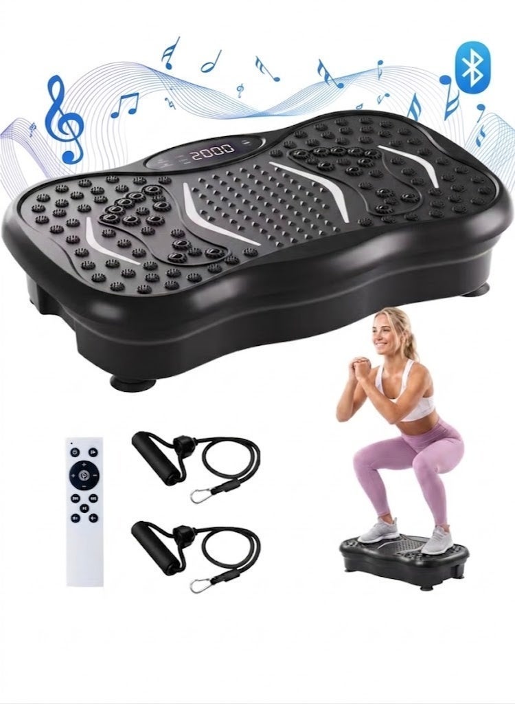 Samira Vibration Plates, 180 Speeds Vibrating Fitness Platform for Full Body Workout and Weight Loss, 330 Lbs Capacity with Resistance Bands and Bluetooth for Women Men - Image 1