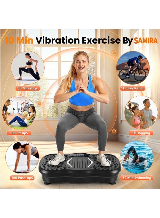 Samira Vibration Plates, 180 Speeds Vibrating Fitness Platform for Full Body Workout and Weight Loss, 330 Lbs Capacity with Resistance Bands and Bluetooth for Women Men - Image 2