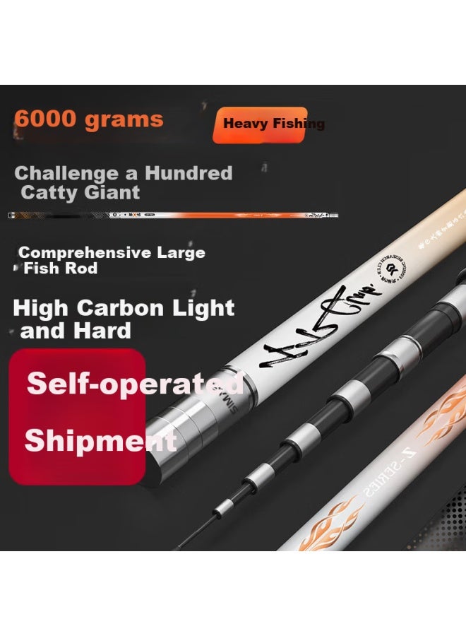 Simago Fishing Rod, Ultra-light For Big Fish, 19 Sections, For Silver Carp And Carp Fishing, Ultra-hard Carbon Fiber Hand Rod, 6h Zhiba, 5.4 Meters - Image 1