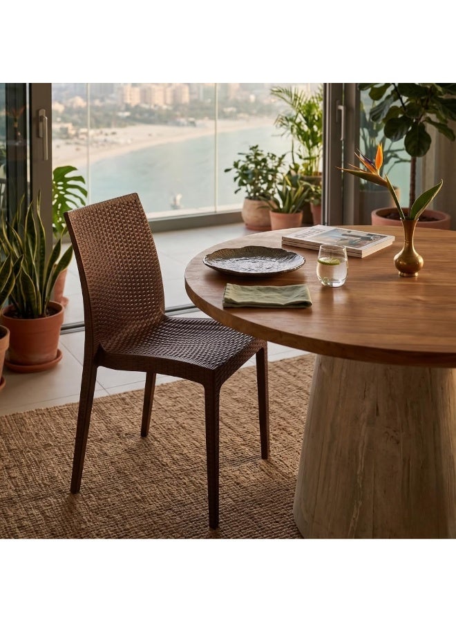 Marcolo Modern Rattan Dining Chair, Outdoor & Indoor Wicker Chair, Lightweight Patio Seating Chair for Home, Balcony & Cafe (Dark Brown) - Image 2