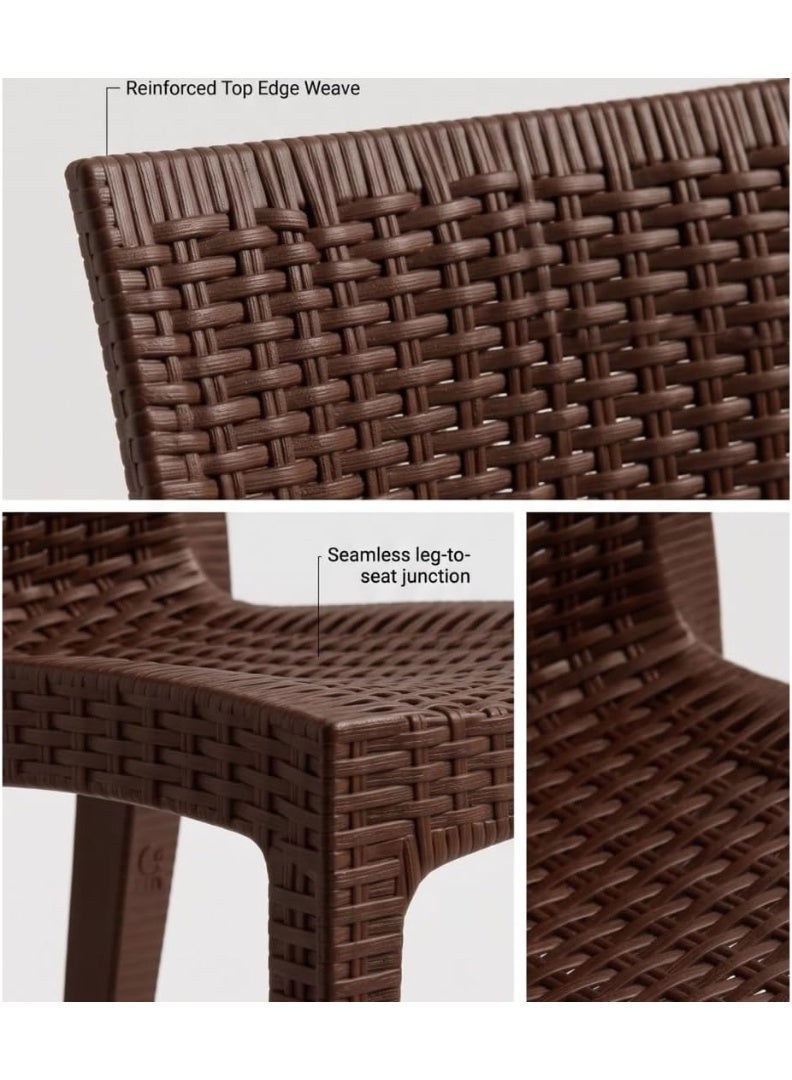 Marcolo Modern Rattan Dining Chair, Outdoor & Indoor Wicker Chair, Lightweight Patio Seating Chair for Home, Balcony & Cafe (Dark Brown) - Image 3
