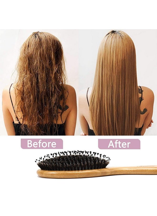 Bsisme - Hair Brush Comb Set Boar Bristle Hairbrush for Curly Thick Long Fine Dry Wet Hair,Best Travel Bamboo Paddle Detangler Detangling Hair Brushes for Women Men Kids Adding Shine Smoothing Hair - Image 1