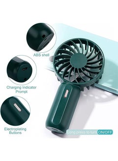 Ocean Handheld Mini Fan Battery Operated Small Personal Portable Fan Speed Adjustable USB Rechargeable Fan for Kids Girls Women Men Home Office Indoor Outdoor Travelling (Green)  - Image 3
