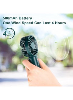 Ocean Handheld Mini Fan Battery Operated Small Personal Portable Fan Speed Adjustable USB Rechargeable Fan for Kids Girls Women Men Home Office Indoor Outdoor Travelling (Green)  - Image 4