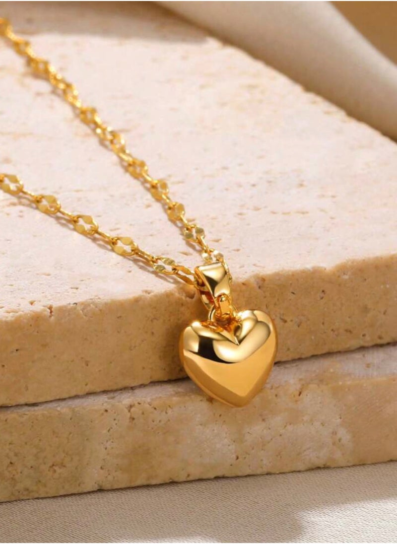 sixtyfour Elegant Stainless Steel Gold Plated Necklace For Women  - Image 1