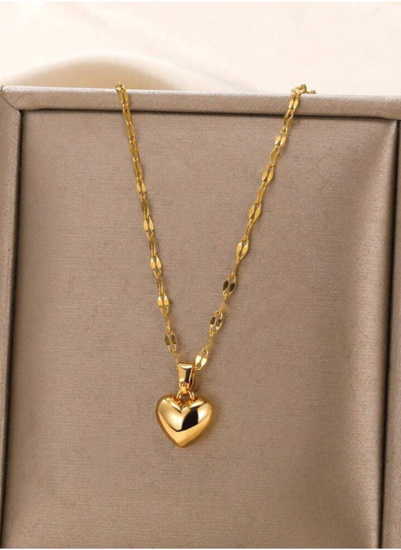 sixtyfour Elegant Stainless Steel Gold Plated Necklace For Women  - Image 3