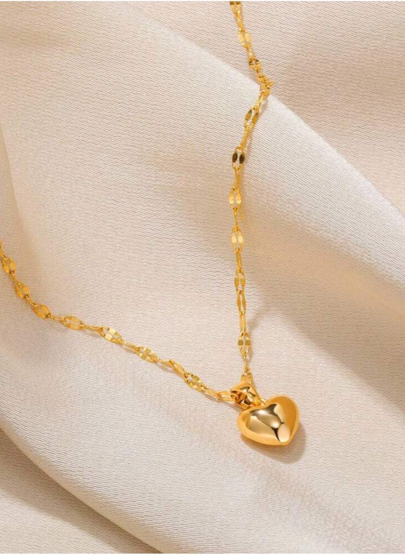 sixtyfour Elegant Stainless Steel Gold Plated Necklace For Women  - Image 2
