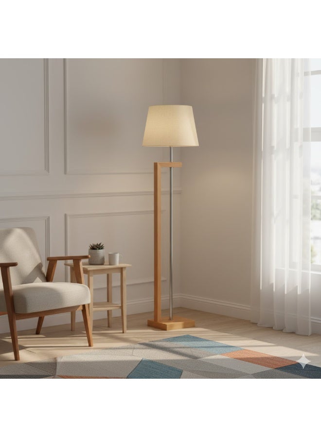 El Rawda Lighting Modern Floor Lamp | Floor Lamp With A Distinctive And Unique Shape, Suitable For All Tastes | Color: Wooden × Beige | Size: 150x19x24 cm - Image 2