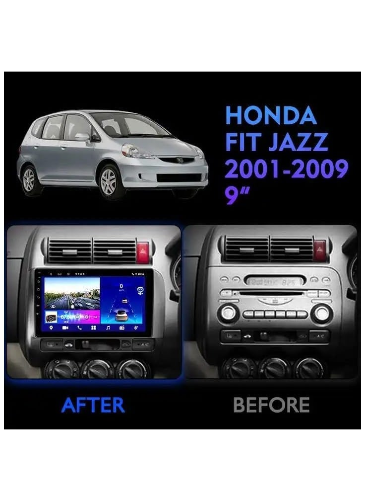 SHEZA STAR - Android Car Stereo for Honda Jazz/City 2002 to 2007 2GB RAM 32GB ROM 9 Inch Support Apple Carplay, MirrorLink WiFi BT, 2.5D IPS Touch Screen with AHD Camera Included - Image 1