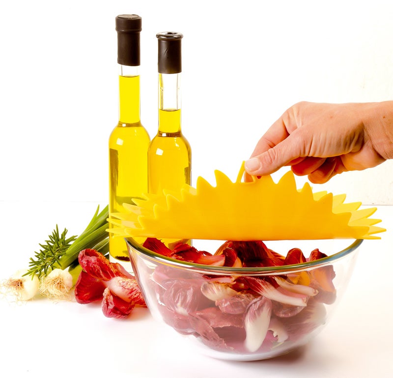 Charles Viancin - Sunflower Lid Gift-Box - Set of 4 Silicone Lids for Food Storage and Cooking - 11''/28cm + 9''/23cm + 6''/15cm + 4''/10cm - Airtight Seal on Any Smooth Rim Surface - Image 5