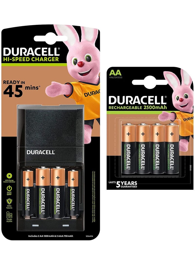 DURACELL AA & AAA With Battery Charger 6AA & 2AAA Rechargeable Batteries - Image 1
