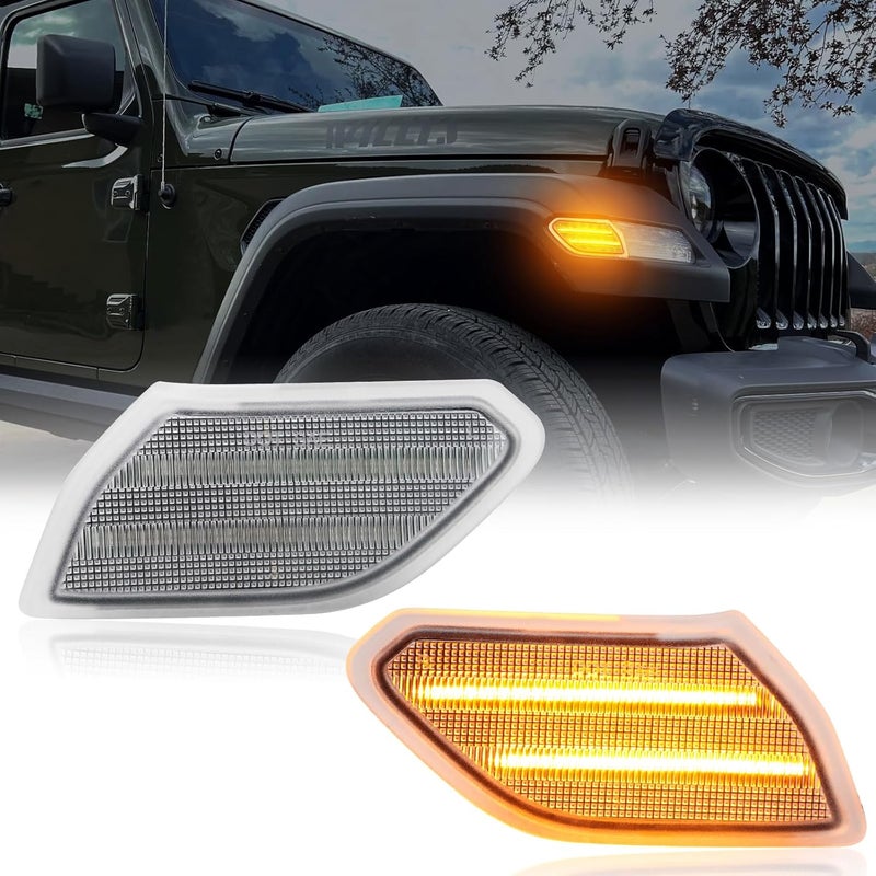 AUYICH LED Front Fender Side Marker Light for Wrangler JL & Gladiator JT (2018-2024) - Amber Light Accessories - Image 1
