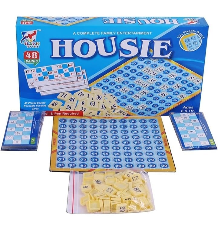 Fun4you Housie Board Game | Tambola Number Game with 48 Reusable Cards & Tokens | Family Party Game for Kids & Adults | Classic Indoor Board Game | Educational & Fun Entertainment Set - Image 1