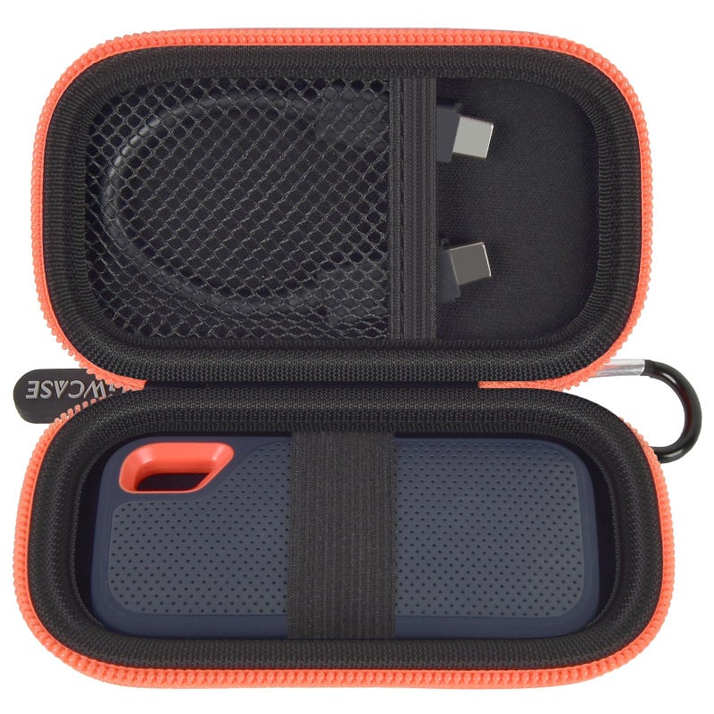 GWCASE Hard Case Compatible with SanDisk 1TB 2TB 4TB 500GB 8TB Extreme Portable SSD - Up to 1050MB/s - External Solid State Drive. Carrying Travel Holder for USB Cables -Black and Orange Zipper (Bag Only) - Image 1