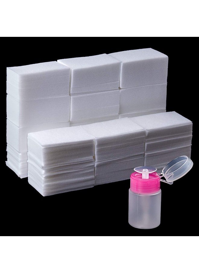 Jiasheng 1000 Pcs Gel Nail Polish Remover Lint Free Nail Wipes Cotton Pad With A Pump Dispenser Bottle Disposable Nail Polish Remover For Soak Off Uv Gel Polish Clean Acrylic Nails Remover  - Image 1