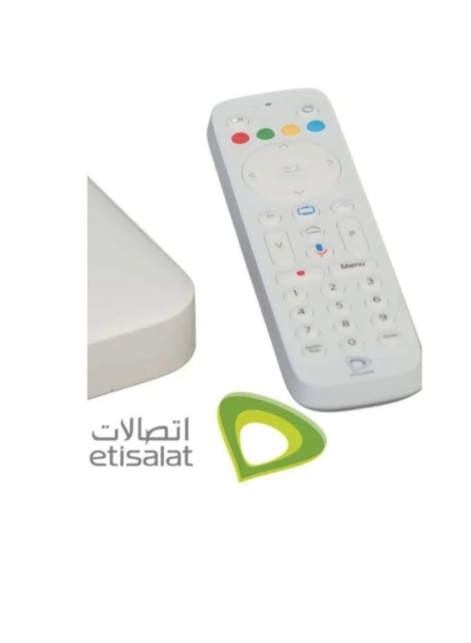 اتصالات جهاز تحكم عن بعد من اتصالات لجهاز الاستقبال مع خاصية الصوت - جهاز تحكم عالمي لأجهزة استقبال التلفزيون، كامل الوظائف، يتضمن بطاريتين مجانيتين، سهل التركيب، تصميم مريح، أبيض - Image 3