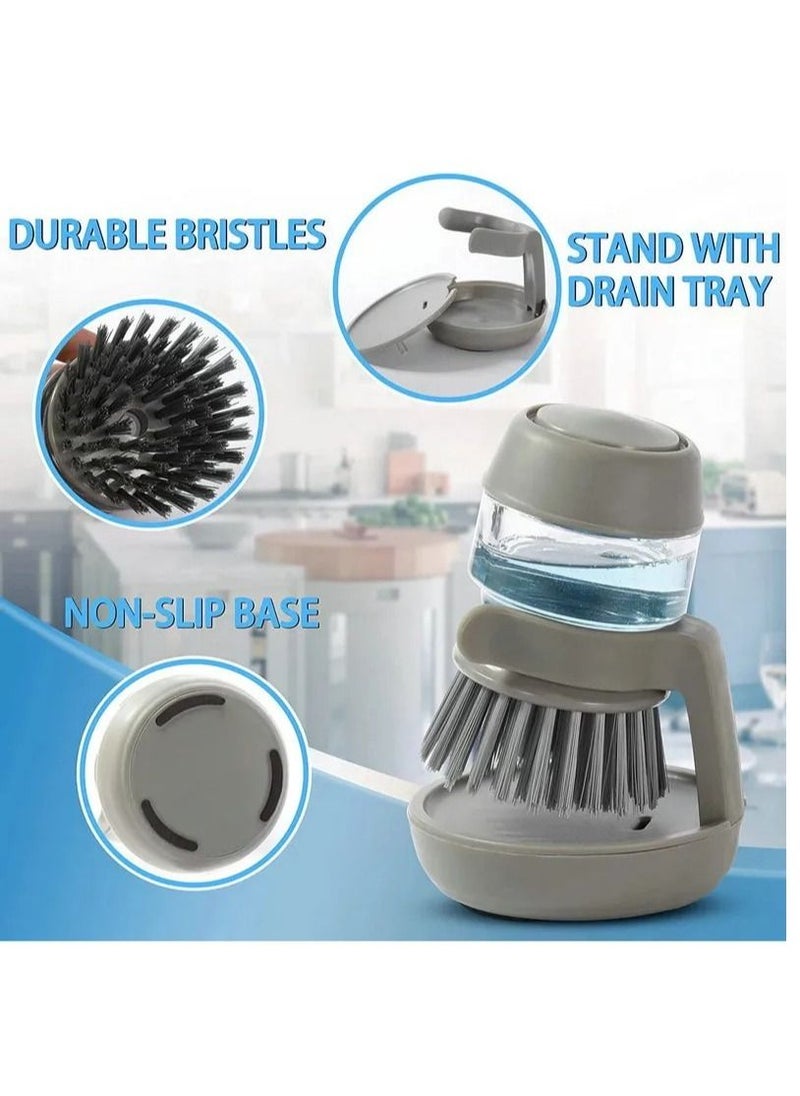 Palm Scrub Soap Dispensing Brush Grey