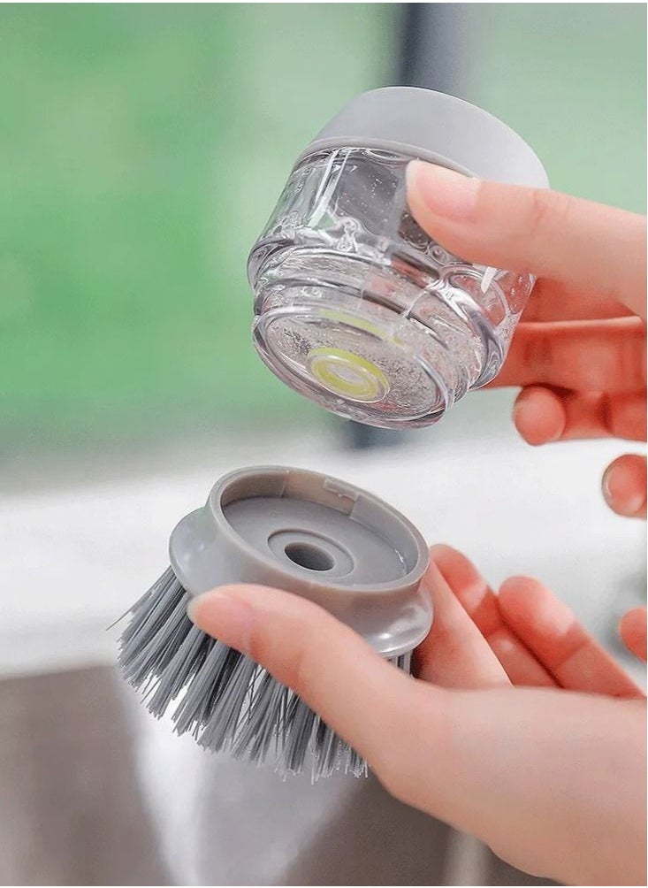 Palm Scrub Soap Dispensing Brush Grey