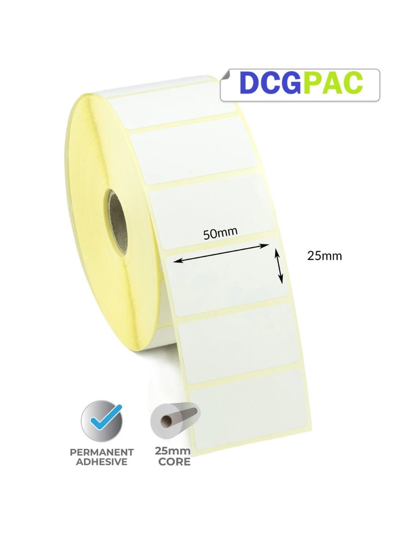 DCGPAC, Direct Thermal Barcode DT Label Stickers 1.96 x 0.98inch 1000 label per roll (50mm x 25mm) Used for Printing Shipping Labels, Pack of 1