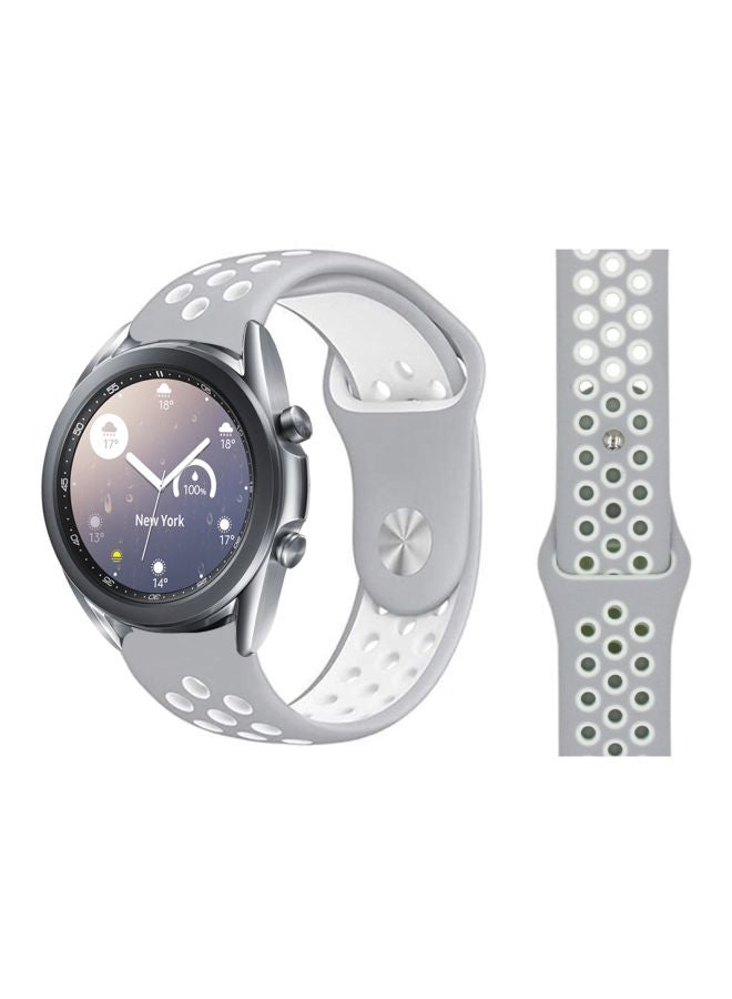 Perfii Replacement Band For Samsung Galaxy Watch3 41mm Silver/White - Image 2